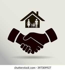 house and hand vector icon