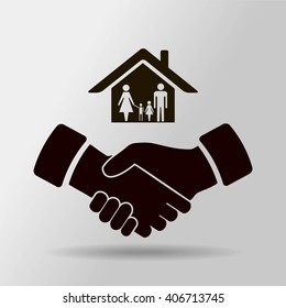 house and hand vector icon