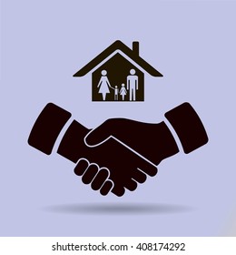 house and hand vector icon