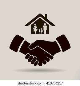 house and hand vector icon