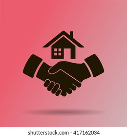 house and hand vector icon