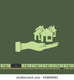House in hand vector icon.