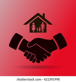 house and hand vector icon