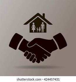house and hand vector icon