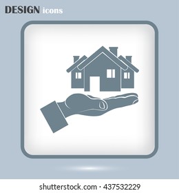 House in hand vector icon.