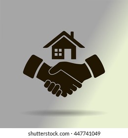 house and hand vector icon
