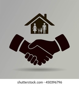 house and hand vector icon