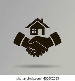 house and hand vector icon