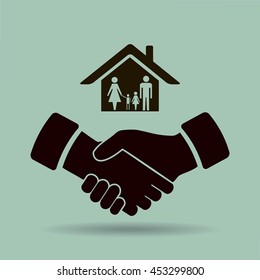 house and hand vector icon