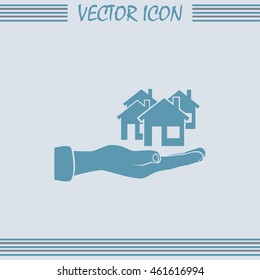 House in hand vector icon.
