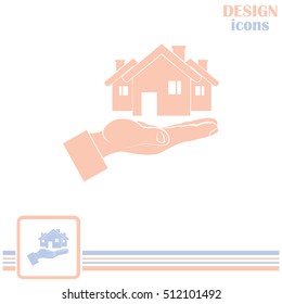 House in hand vector icon.