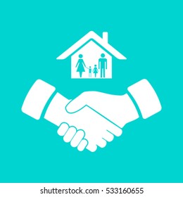 house and hand vector icon