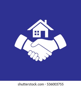house and hand vector icon
