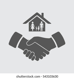 house and hand vector icon