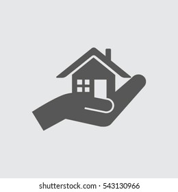 house and hand vector icon