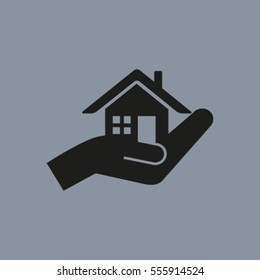 house and hand vector icon