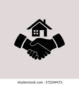 house and hand vector icon