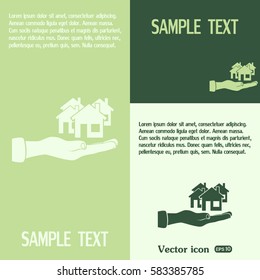 House in hand vector icon.