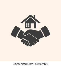 house and hand vector icon