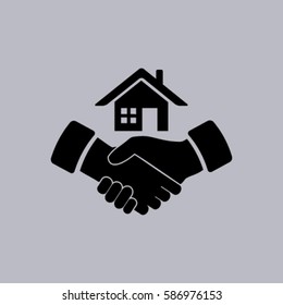 house and hand vector icon