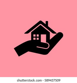 house and hand vector icon