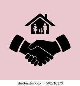 house and hand vector icon