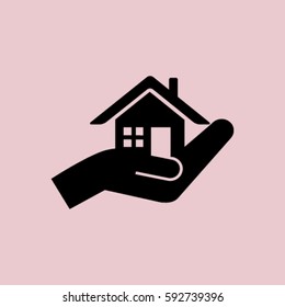 house and hand vector icon