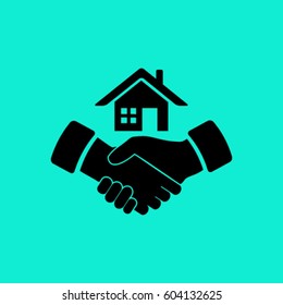 house and hand vector icon