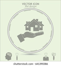 House in hand vector icon.