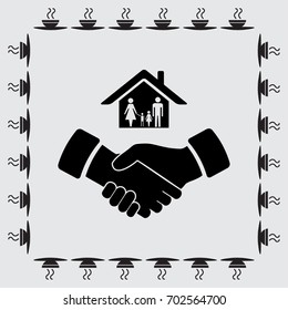house and hand vector icon