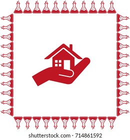 house and hand vector icon
