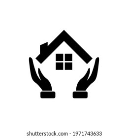 House with Hand. Vector Illustration