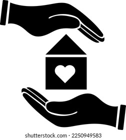 Haus in Hand, Vektorgrafik-Stil auf weißem Hintergrund.EPS