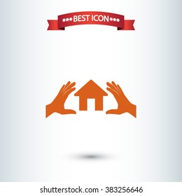 House in hands  icon. One of set web icons