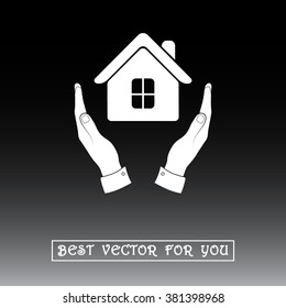 House in hands sign icon, vector illustration. Flat design style 