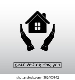 House in hands sign icon, vector illustration. Flat design style 