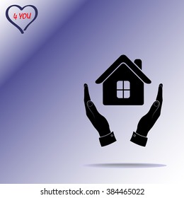 House in hands sign icon, vector illustration. Flat design style 