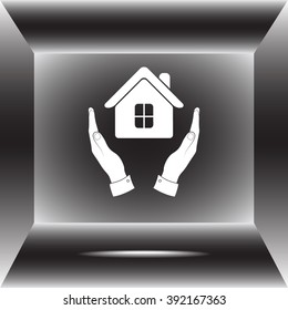 House in hands sign icon, vector illustration. Flat design style 