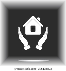 House in hands sign icon, vector illustration. Flat design style 