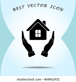 House in hands sign icon, vector illustration. Flat design style 