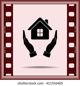 House in hands sign icon, vector illustration. Flat design style 