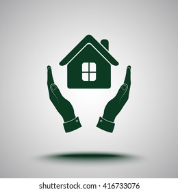 House in hands sign icon, vector illustration. Flat design style 