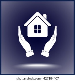 House in hands sign icon, vector illustration. Flat design style 