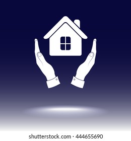 House in hands sign icon, vector illustration. Flat design style 