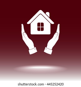 House in hands sign icon, vector illustration. Flat design style 