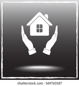 House in hands sign icon, vector illustration. Flat design style 