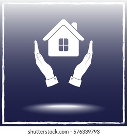 House in hands sign icon, vector illustration. Flat design style 