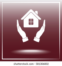House in hands sign icon, vector illustration. Flat design style 