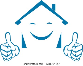 House with hands and smile logo