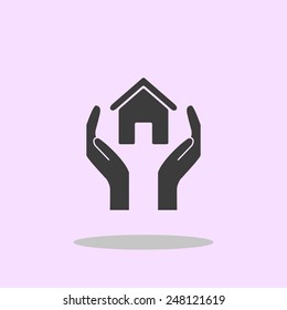 House and hands vector icon